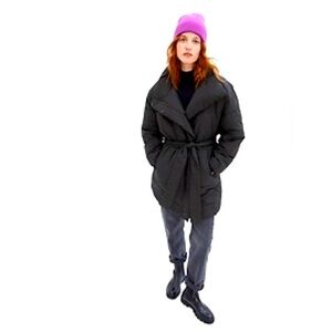 Gap Belted Black Quilted Duvet Down Puffer Coat Size M
